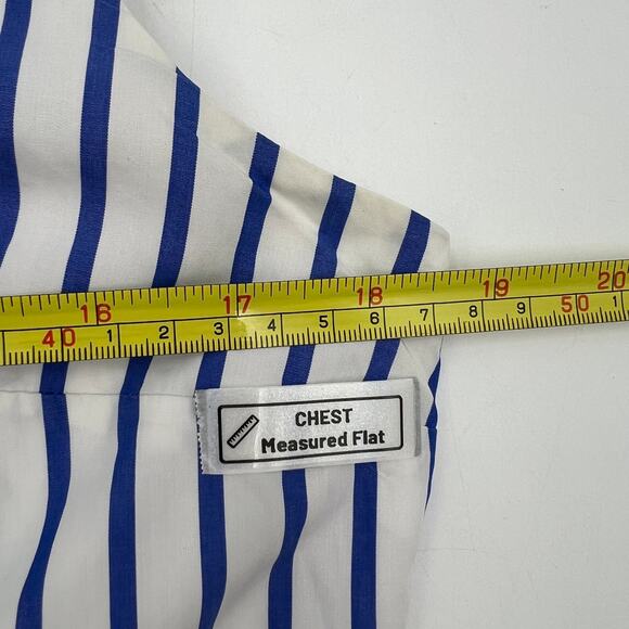 Draper James Lattice Stripe Ruffle Eyelet Dress White Blue - Picture 4 of 10